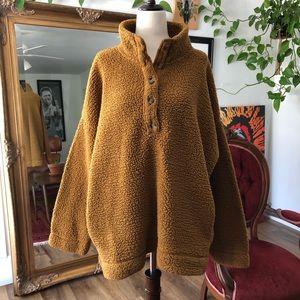 American Eagle Aerie Cloud Sherpa Oversized Button Pullover